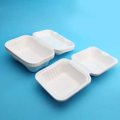 100% Biodegradable Bagasse Clamshell Disposable Take-away Food Box