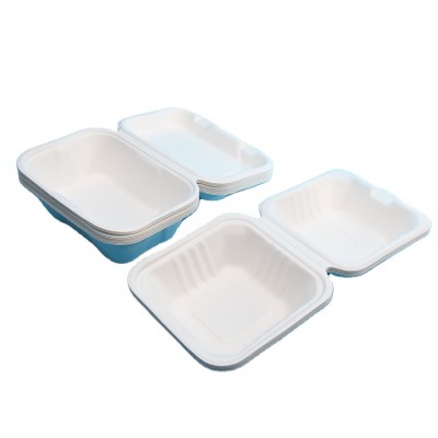 Renewable Plant Materials Water And Oil Resistant Biodegradable Products 6" Sugarcane Bagasse Food Box