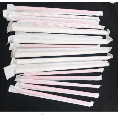 various Individually Wrapped White Paper Straw