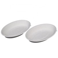 Eco Friendly Takeaway Food hold Microvable Take Out Bamboo Sugarcane Biodegradable Disposable 750ml oval bowl